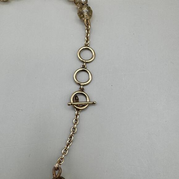 Vintage Monet Brown Honey Gold Tone Faceted Glass Bead Long Necklace - Picture 7 of 12